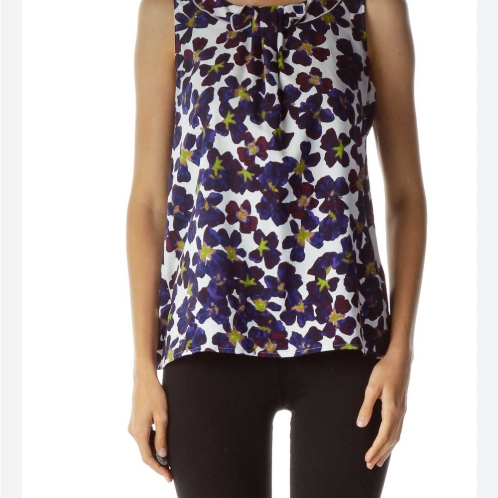 GUC ANN TAYLOR Floral Sleeveless Top With Bow Size M - Reduced Price !